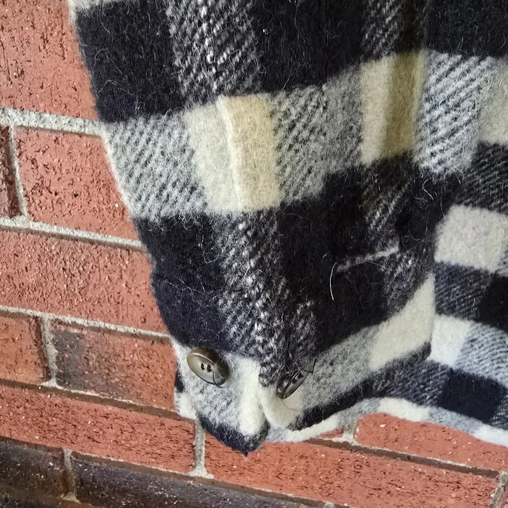 Vintage Limited America Buffalo Check  Wool Blend Shacket Black & White XS 90s